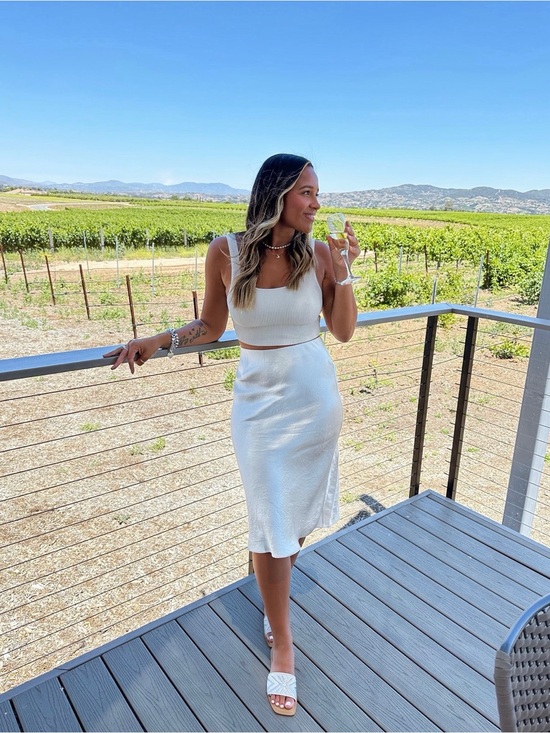 Babaton Dresses & Skirts - Babaton White Ribbed Midi Skirt - Sleek Knit Silhouette